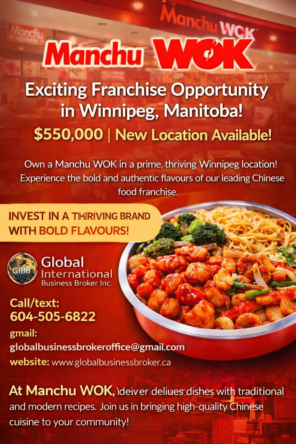 Manchu WOK Franchise for sale in Winnipeg, Manitoba